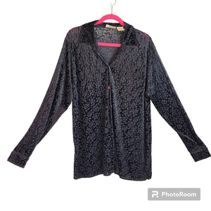 Vintage Christie & Jill velvet black button up‎  XL